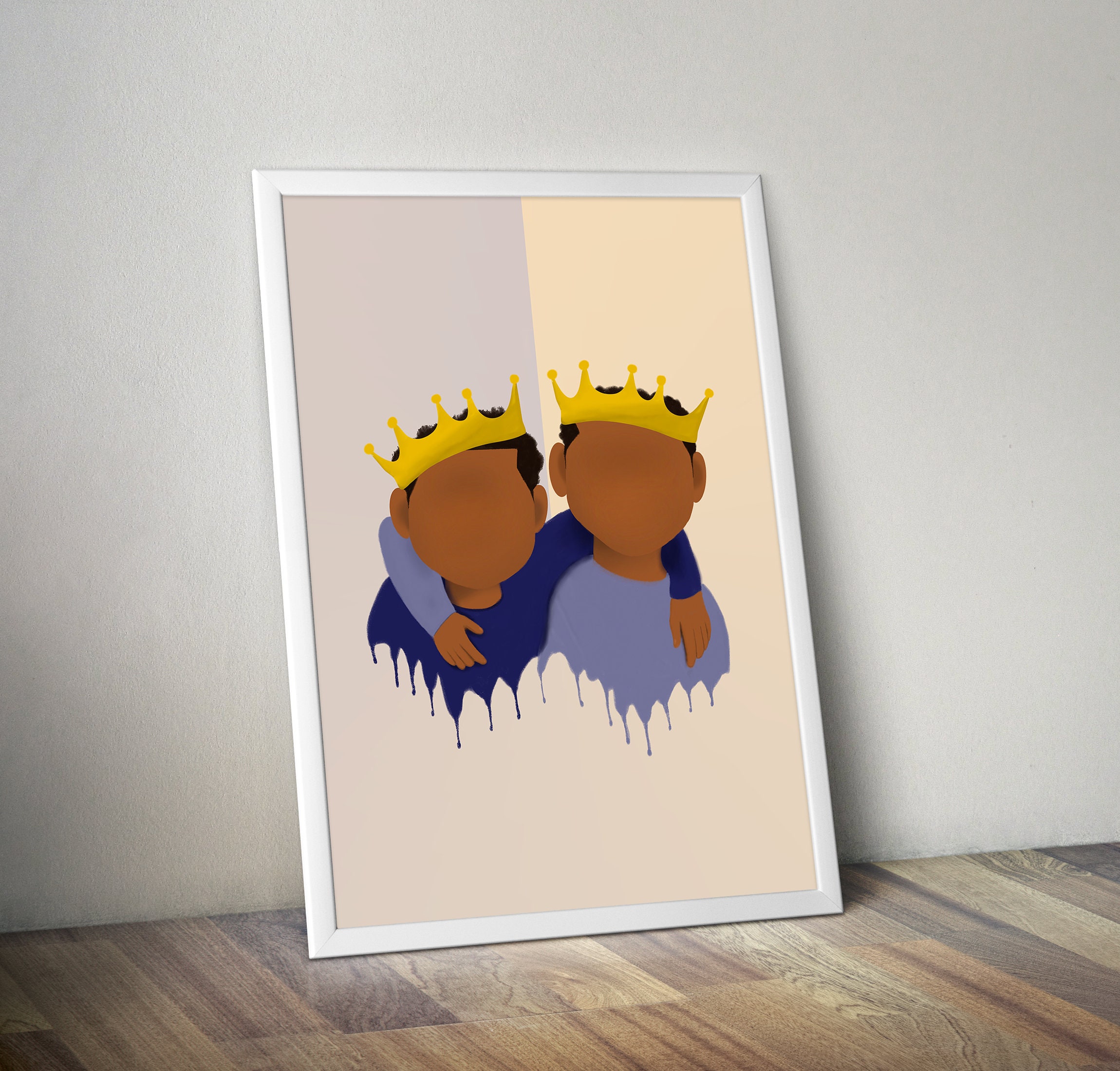 Two Young Kings Art Printable Brother Afro Art Printable | Etsy
