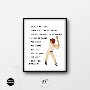 Baseball Affirmation Art Printable, Sports Art, MLB Art, Printable Wall Art, Illustration, Boys Room, Kids Room Wall Decor