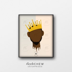 Black King Art Printable, Afro Art, African American Art, Printable Wall Art, African American Illustration, King Art, Black Fathers