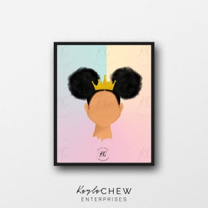 Young Queen/Princess Art Printable, African American Art, Printable Wall Art, African American Illustration, Girl Room, Black Girl Magic