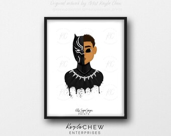 Black Panther-illustratie, muurkunst jongenskamer (digitale download)