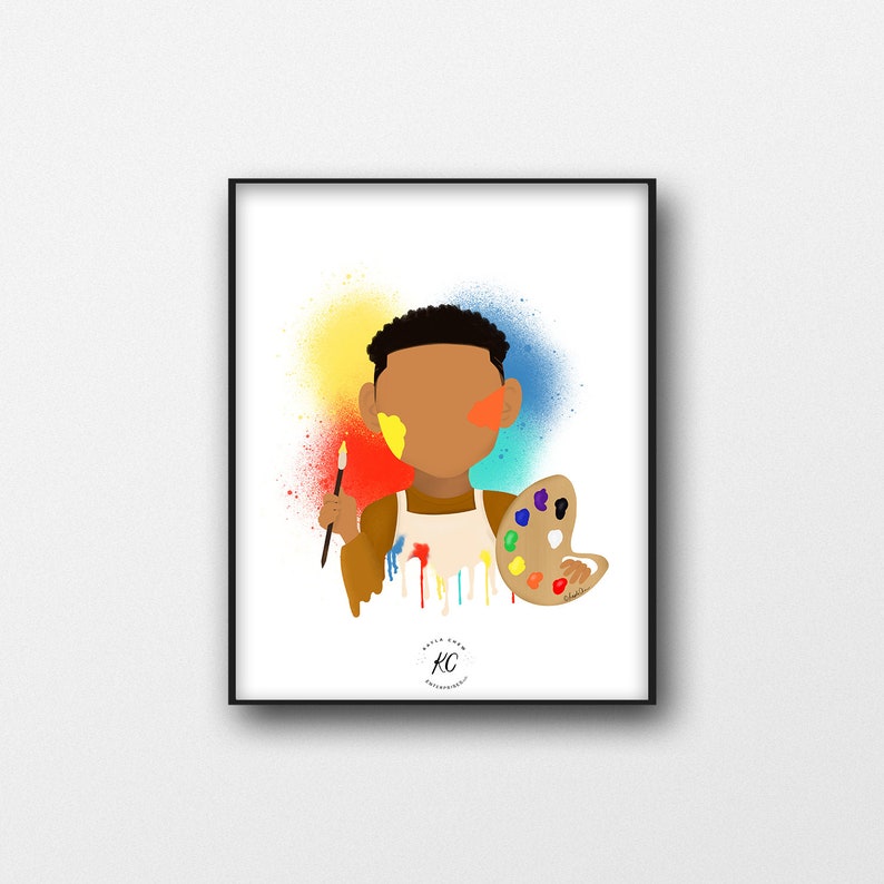 Boy Artist Printable Boys Room Afro Art African American Art Printable Wall Art Black Boy Joy Careers African American Illustration