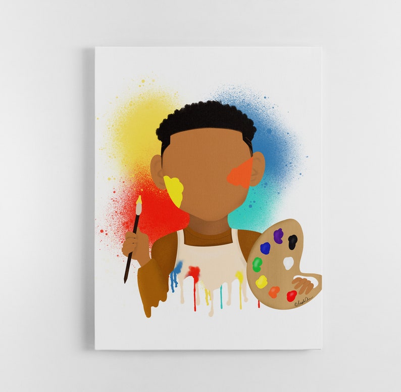 Boy Artist Printable Boys Room Afro Art African American Art Printable Wall Art Black Boy Joy Careers African American Illustration