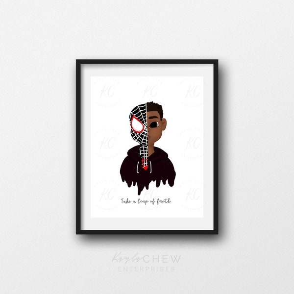 Spiderboy Print, Printable Art, Black Boy, Afro Art, Super Hero Art, African American Illustration, Boys Room, Wall Art