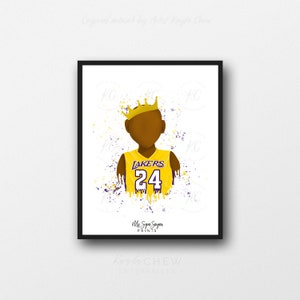 Kobe Bryant Art Printable, Afro Art, African American Art, Printable Wall Art, African American Illustration, Boys Room, Black Boy Joy