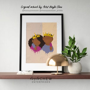 Young King and Young Queen, Brother and Sister Art Printable, Afro Art ...