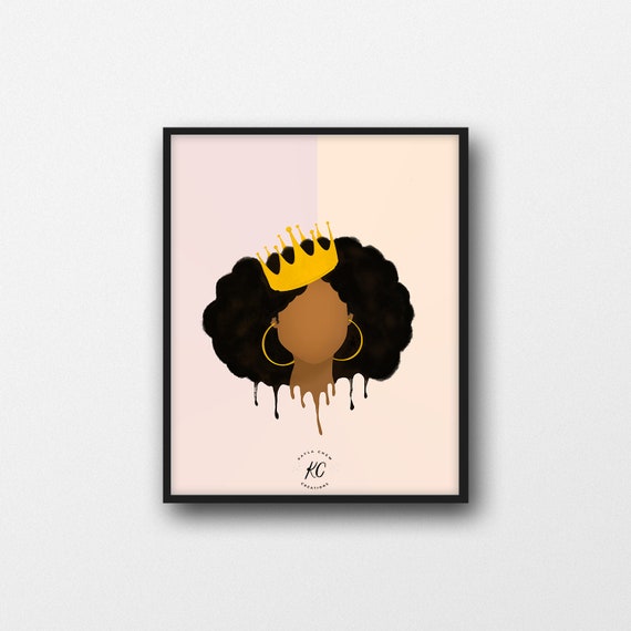 Black Queen Printable Art Afro Art African American Art Etsy
