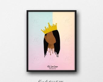 Young Queen Art 3 Printable, African American Art, Printable Wall Art, African American Illustration, Girls Room, Black Girl Magic