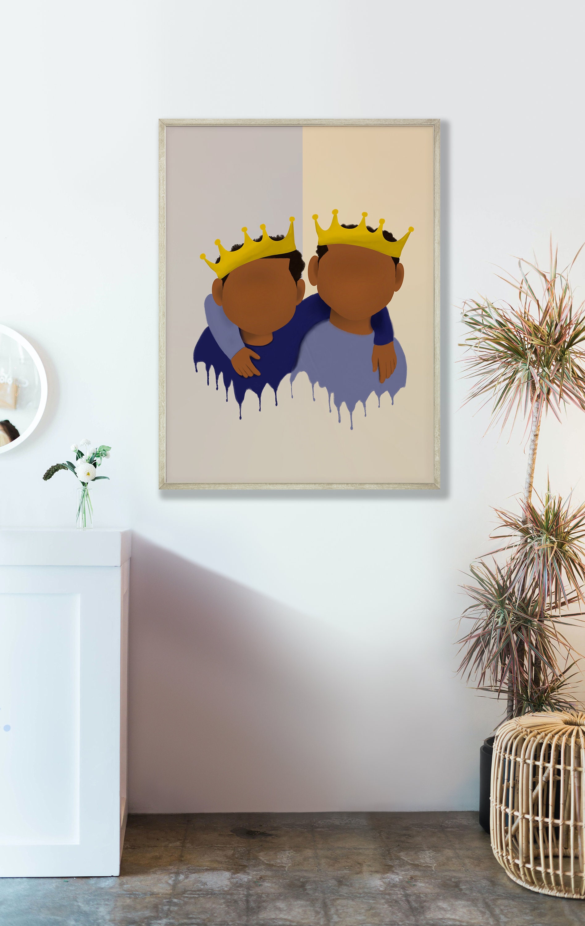 Two Young Kings Art Printable Brother Afro Art Printable | Etsy