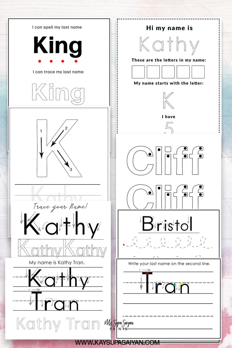 printable personalized preschool name recognition and writing etsy