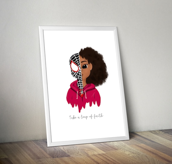 Printable Art for Kids Afro Art Nursery Wall Art Girls Room Superhero Print African American Illustration Ironheart Art Print