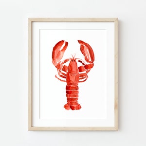 Lobster Watercolor Painting Print, Maine Lobster, East Coast Wall Art, Lobster Painting Artwork, Nautical Watercolor Wall Art, Nautical