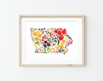 Iowa Wildflower Watercolor Painting: State Art Print