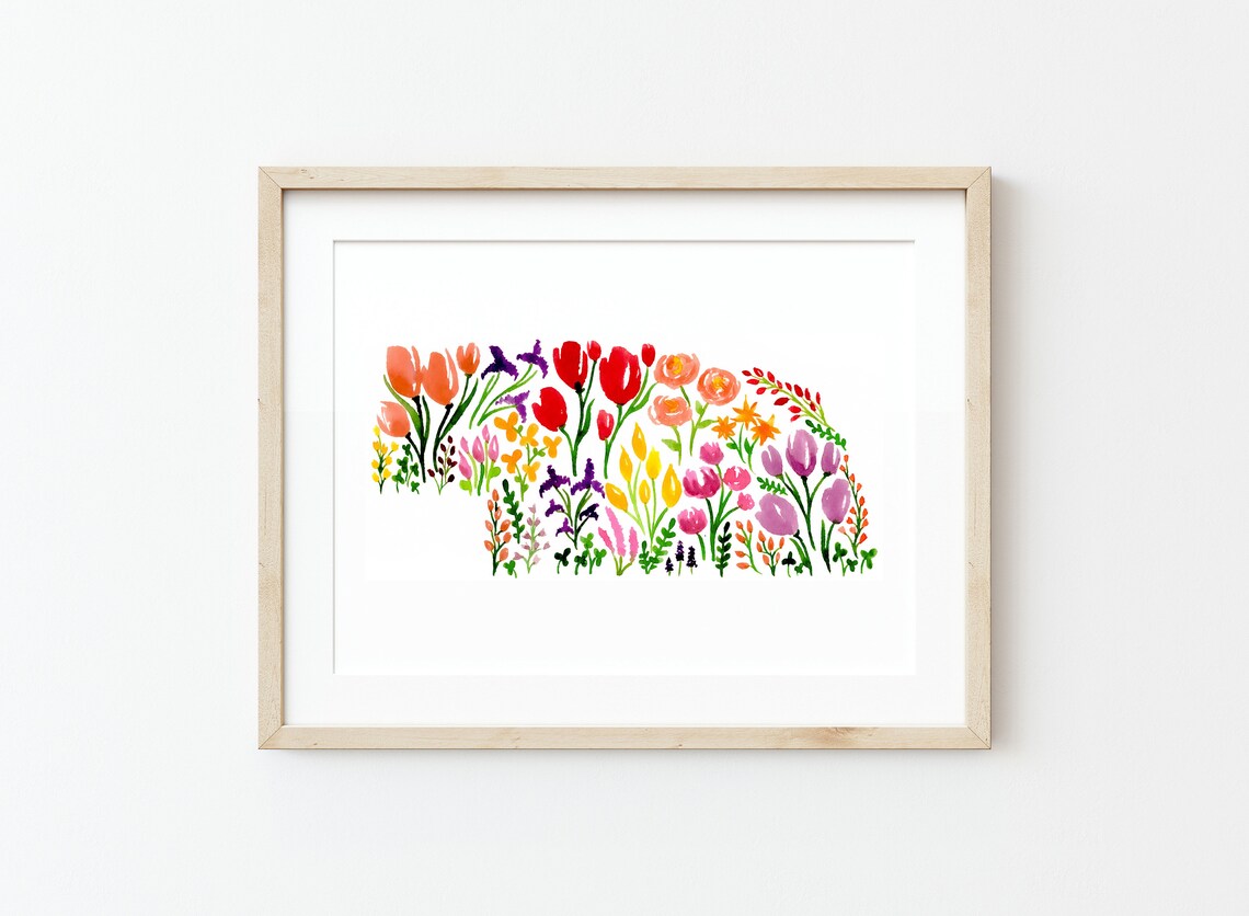 Floral Nebraska Print Flowers Wildflowers Nebraska State - Etsy