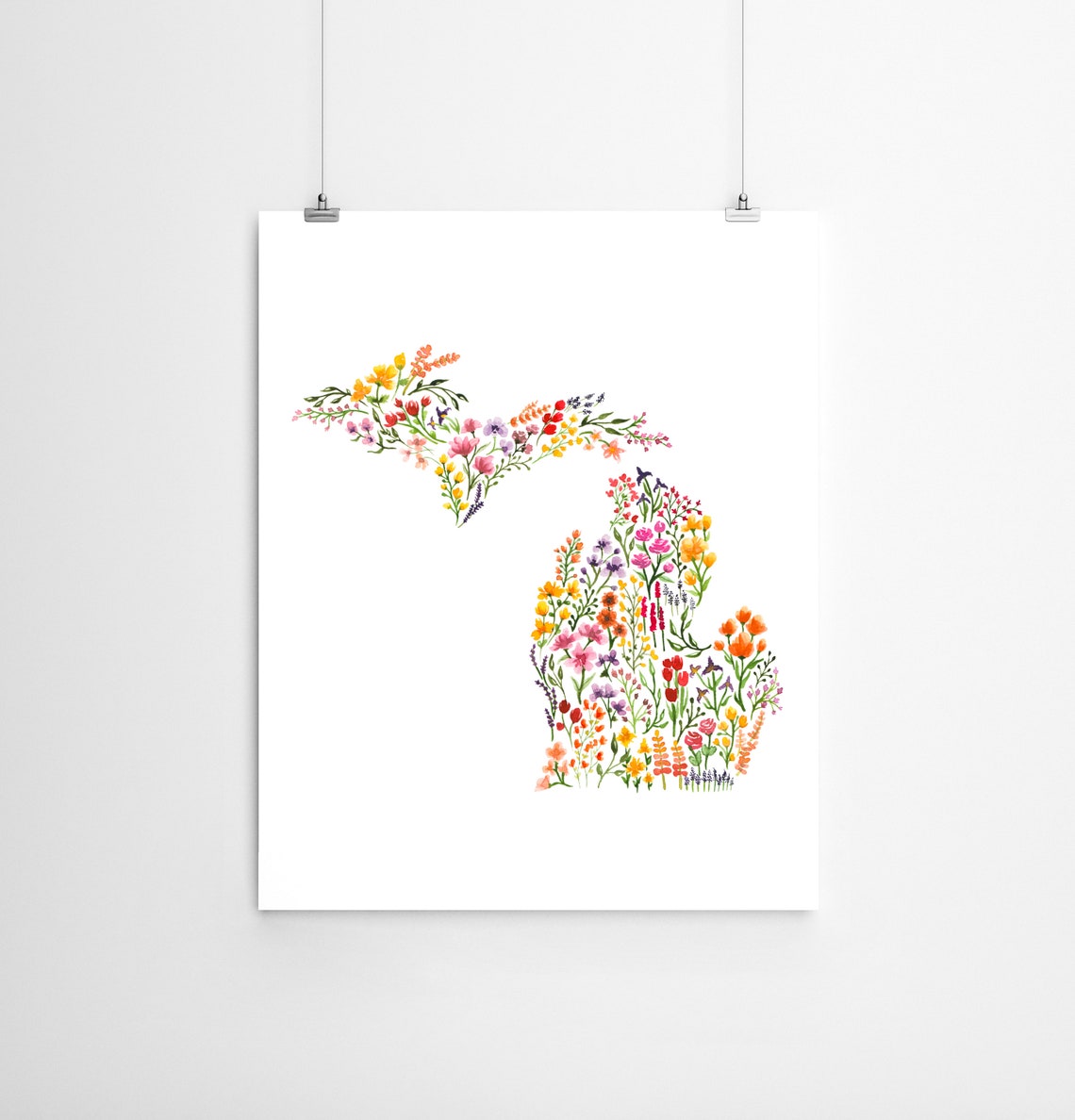 Floral Michigan Print Flowers Wildflowers Michigan State - Etsy