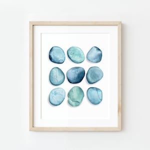Leland Blue Stones Watercolor Artwork, Leland Blues The Great Lakes, Rock Hound Art, Lake Michigan, Watercolor Print, Michigan, Hygge Art