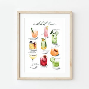 Cocktail Hour Watercolor Painting, Cocktail Print, Cocktails, Bar, Mixologist, Gift, Libations, Signature Cocktail, Cocktail Artwork