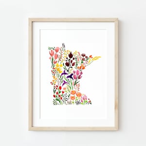 Minnesota Floral Watercolor Art Print, Wildflowers Watercolor, Minnesota State, Midwest Art, Floral Painting, Minnesota Wall Art