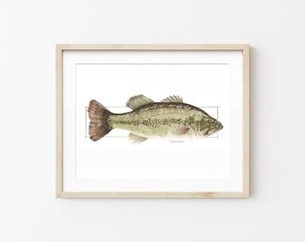 Smallmouth Bass Watercolor Art Print: Fishing Gift