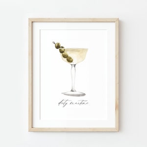 Dirty Martini Watercolor Painting, Gin Martini, Vodka Martini, Vintage Cocktail, Cocktail Hour, Art Print, Watercolor Art