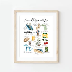 From Michigan with Love Watercolor Art, Michigan Love, Wall Art, Wall Decor, Michigan Art, Watercolor Art, Michigander, Yoopers and Trolls