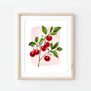 Cherries Watercolor Painting: Wild Cherry Botanical Art Print
