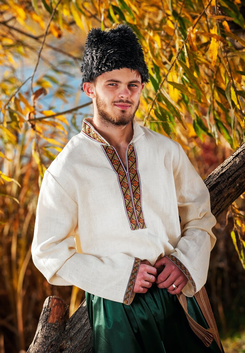 Ukrainian costume men Vyshyvanka linen shirt men Slavic | Etsy