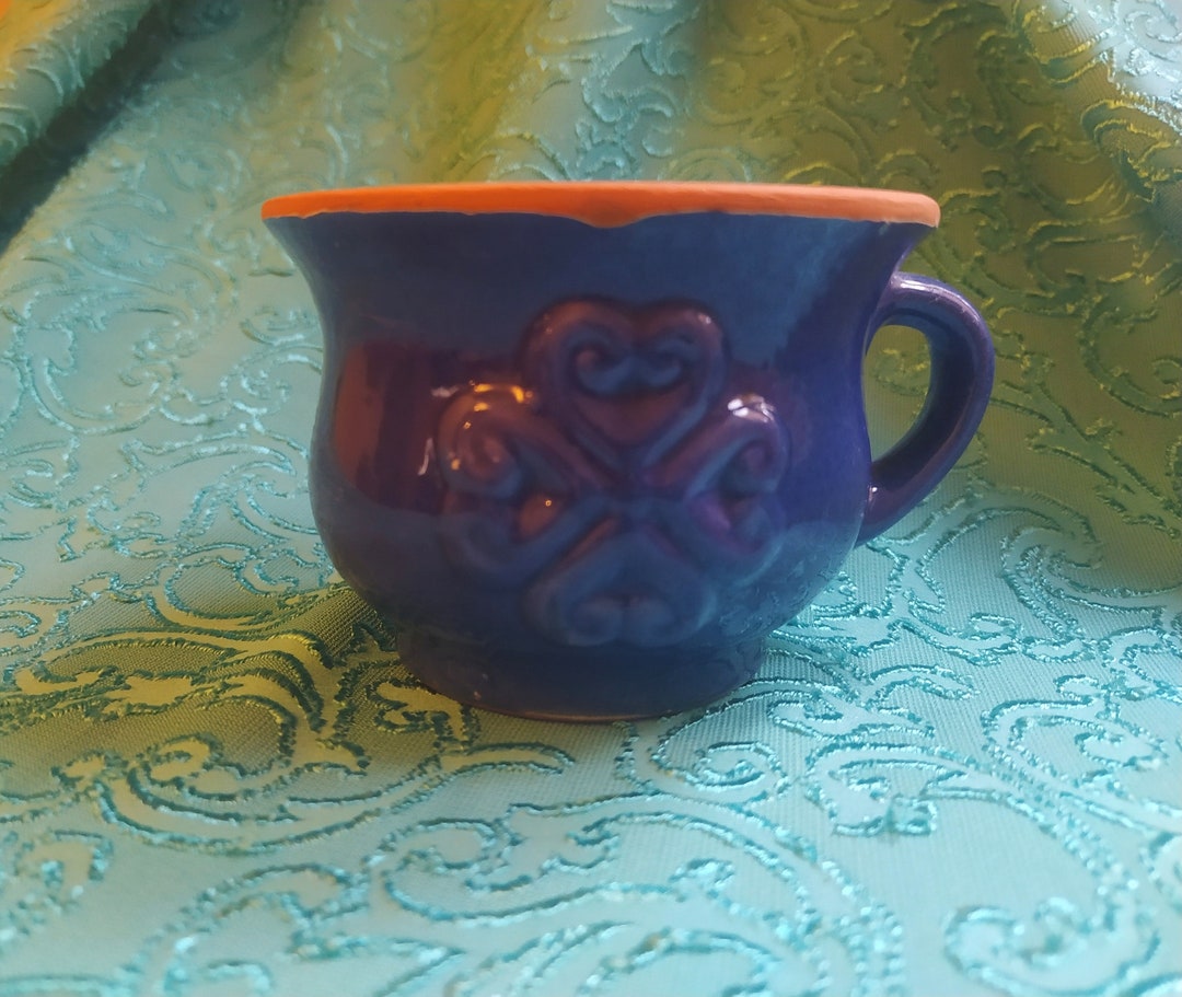 Blue Ceramic Mug.hand Made Glue Mug.non Used Dark Blue Mug Etsy