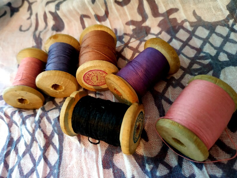 Set of 6 wooden bobbins thread for sewing Soviet Etsy