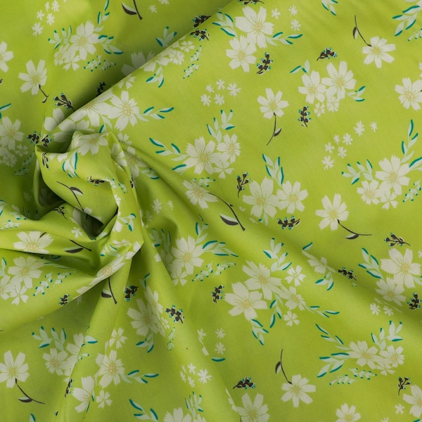 Green floral cotton fabric, Dress Fabric by the yard, Art Gallery Premium Cotton, Luminous Winged by Bonnie Christine