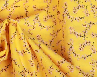 Bright yellow Capri Art Gallery Fabric by the yard, Ginestra in Belvedere, Spring Floral Apparel Fabric, Quilters Fabric.