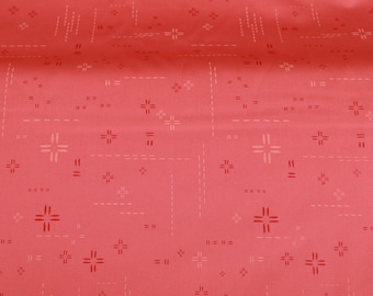 Deep coral colored Art Gallery Fabric by the yard, Decostitch Elements AGF Premium Cotton, Apparel Fabric, Quilters Fabric.