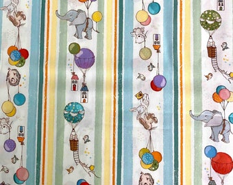 Cotton fabric for baby quilt, City Hoppers fabric by Lisa Glanz for Michael Miller fabrics, floating animals pattern