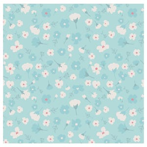Tessuto di cotone floreale: fiori azzurri, tessuti Art Gallery