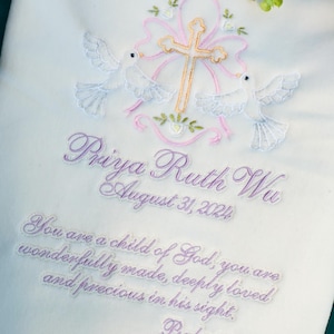 Personalized Baptism Blanket: Embroidered Fleece Christening Gift.