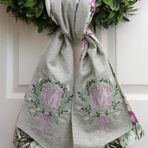 Personalized Wreath Sash, Spring Front Door decor, Custom made Seasonal Wreath sash.