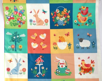 Spring Cotton fabric for patchwork quilts, Easter fabric for crafts, 2196 Spring by Makower UK