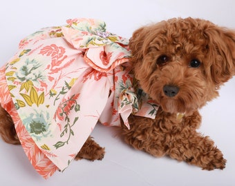 Pet dress, Dog Spring Dress, Dog Birthday Custom Size Party dress, Dog Dress with a bow, Dog Accessory