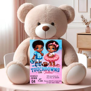 Touchdowns or Tutus Gender Reveal Invitation
