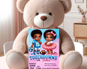 Touchdowns or Tutus Gender Reveal Invitation