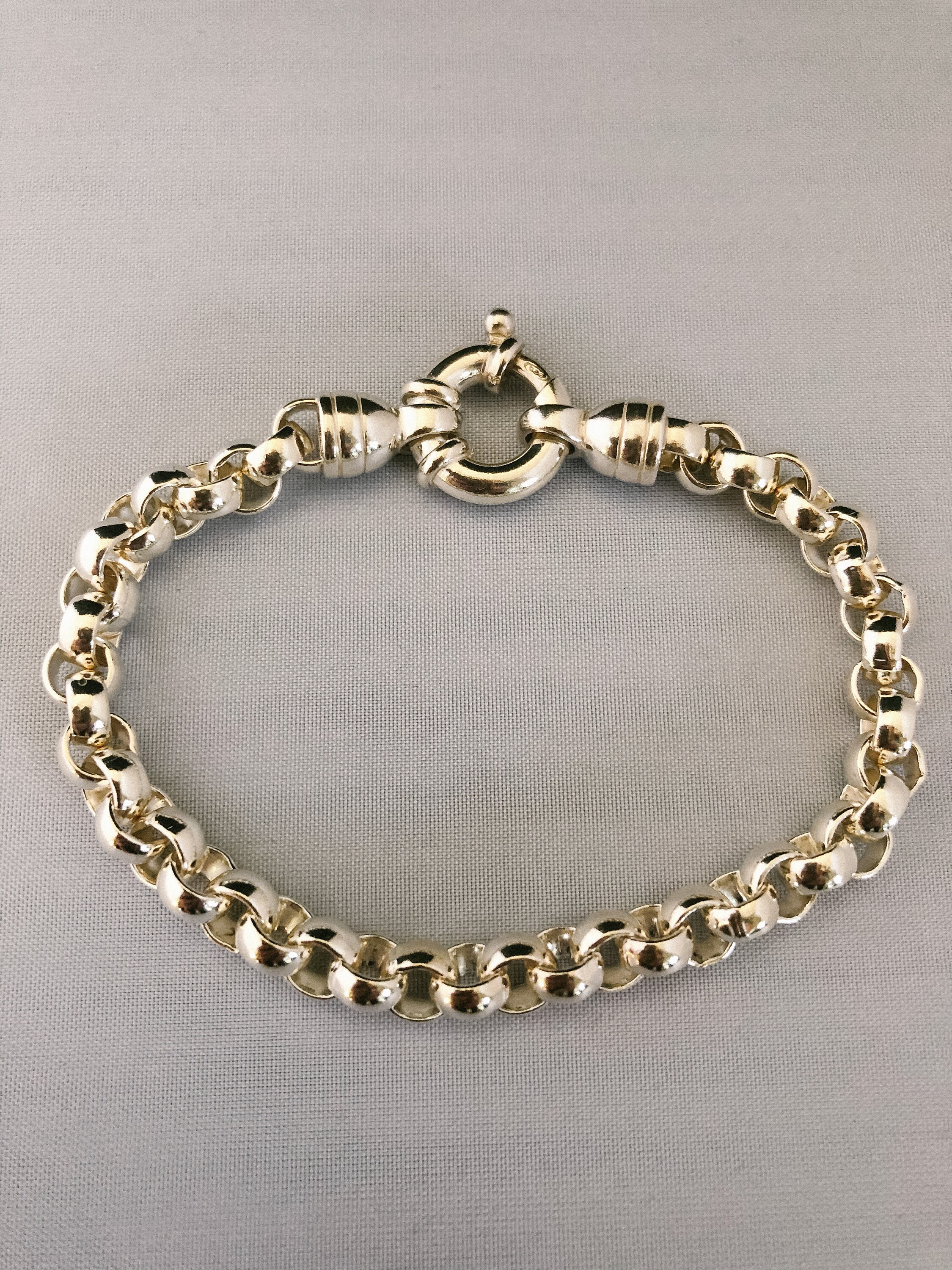 Sterling Silver Circle Link Bracelet with Spring Ring Clasp Etsy