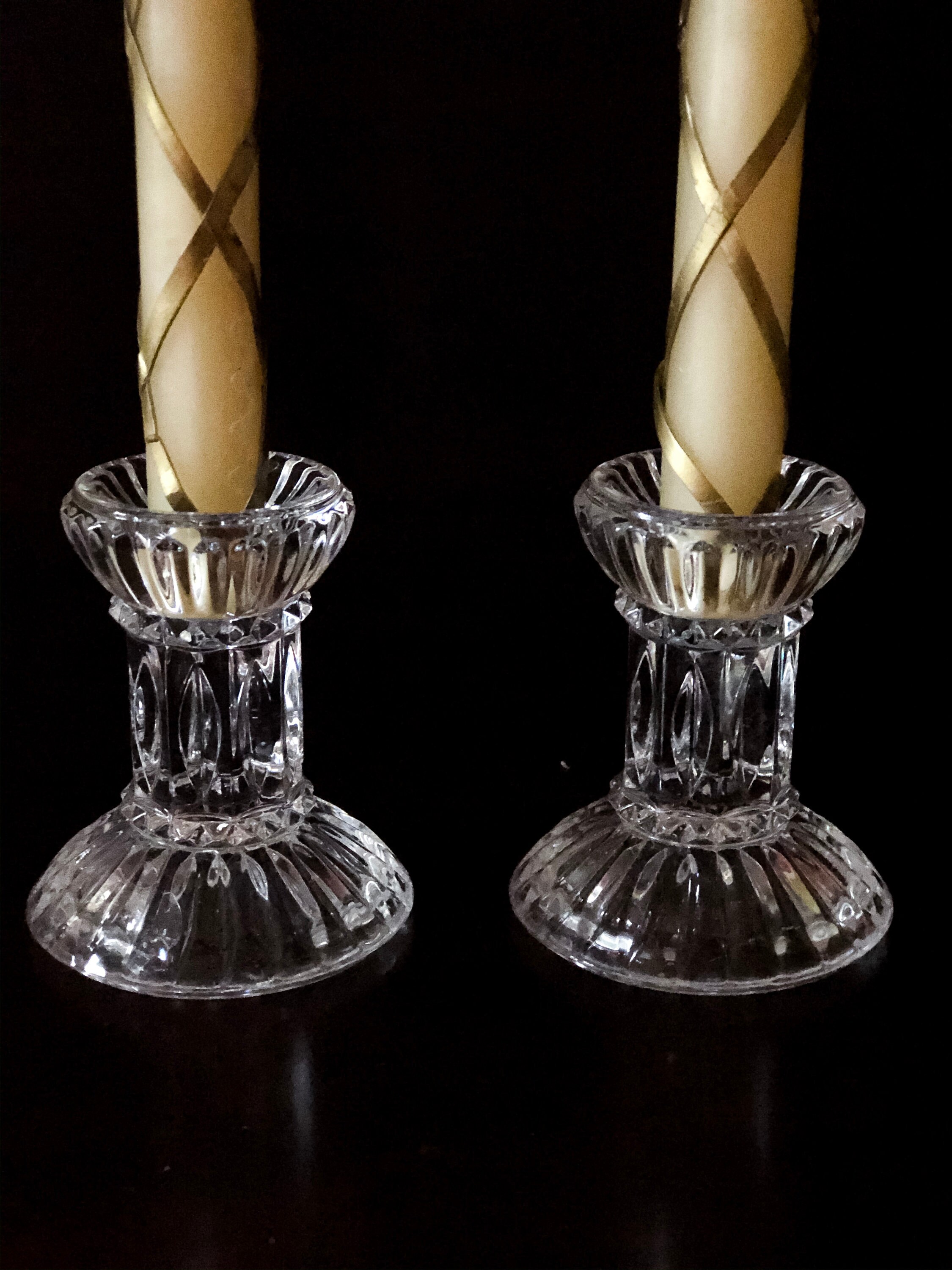 Vintage Crystal Candle Holders & Bud Vase Set Etsy