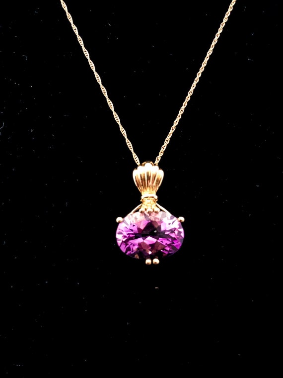 Mid-Century Amethyst & 14k Gold Necklace