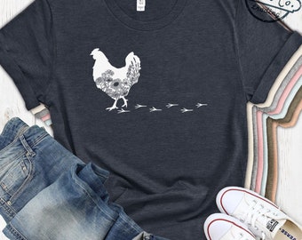 T-shirt Peace Love Chickens Drôle Pour Amateurs De Poules - Neuf Avec étiquettes, 100% Coton, Unisex, Fabriqué Aux USA