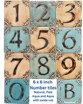 Address Numbers 6"x6" Ceramic Tile with Oxide Rub.