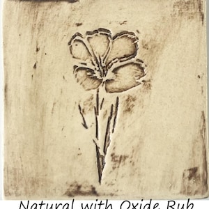 4x4 Wild Flower #2, Handmade, Decorative, Ceramic Tile - Evening Primrose glazed in any of our Colors.