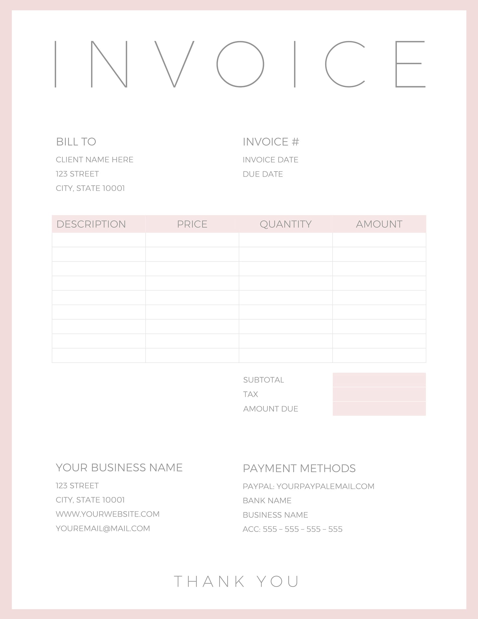 Invoice Template Printable Invoice Order Form | Etsy