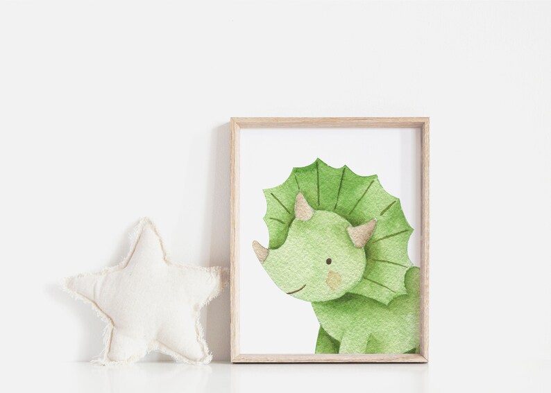 Baby Dinosaur Print Nursery Wall Art Nursery Decor Etsy