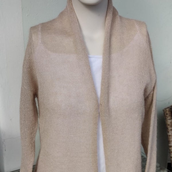 Damen-Jacke Beige, aus Kid Mohair und Seide gestrickt