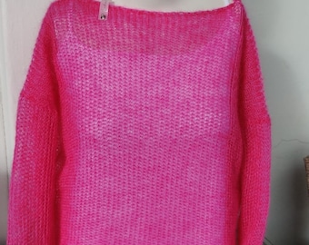 Women's sweater, knitted from kid mohair and silk
